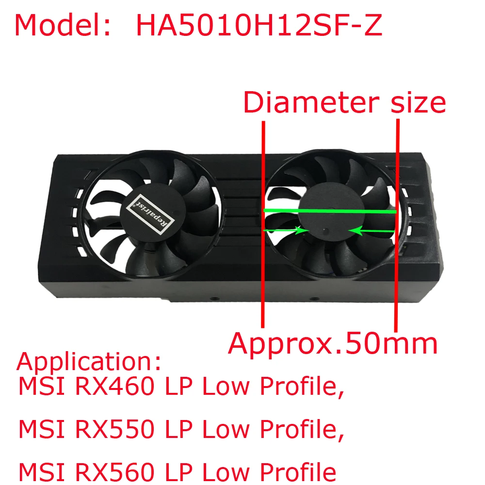 GPU soğutucu, grafik kartı fanlar, MSI RX460 RX550 RX560 2GB 4GT LP OC için HA5510H12SF-Z, MSI RX 550 560 AERO ITX için HA9010H12F-Z