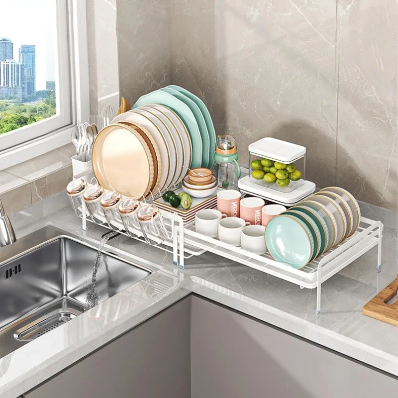 

Stable Kitchen Dish Drain Rack Multifunctional Tableware Storage Basket Cup Holder Sink Retractable Dish Storage Rack