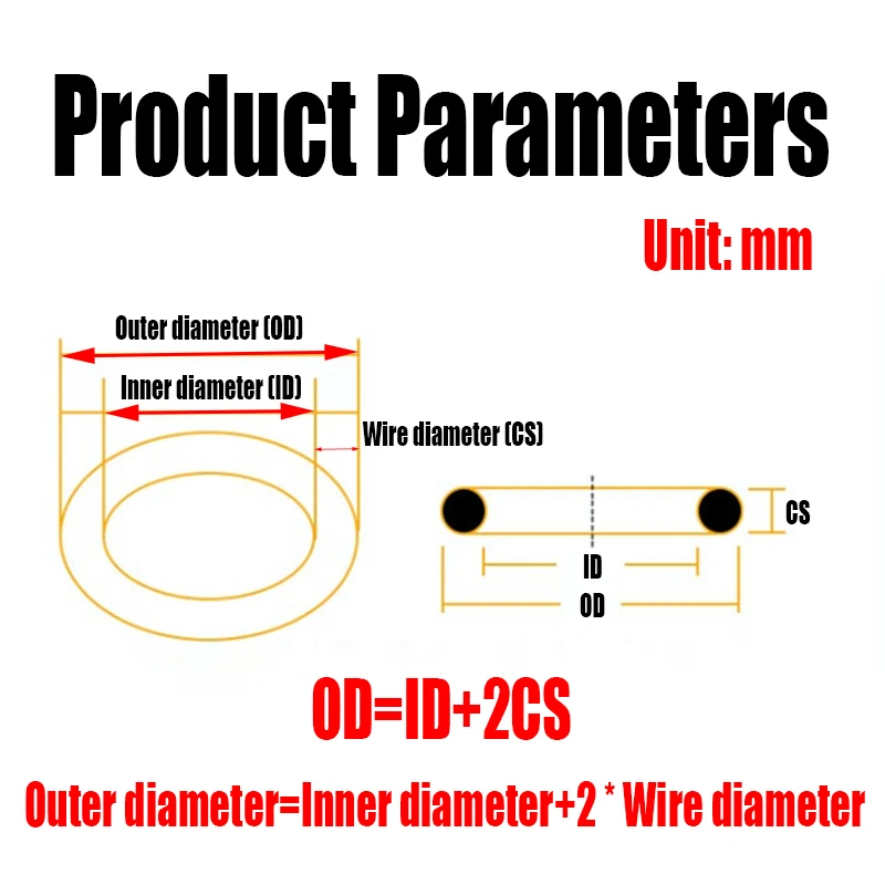 1-10PCS FKM O Ring Seal Gasket Thickness CS 2.65mm ID 6-360mm Oil/High Temperature Resistance Washer Fluorine Rubber Spacer