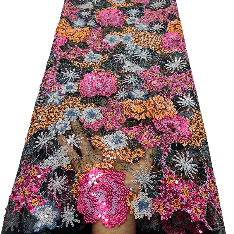 نسيج شبكي فرنسي فاخر، فستان قماش دانتيل مطرز أفريقي عالي الجودة ملون صغير كثيف ومطرز بالترتر