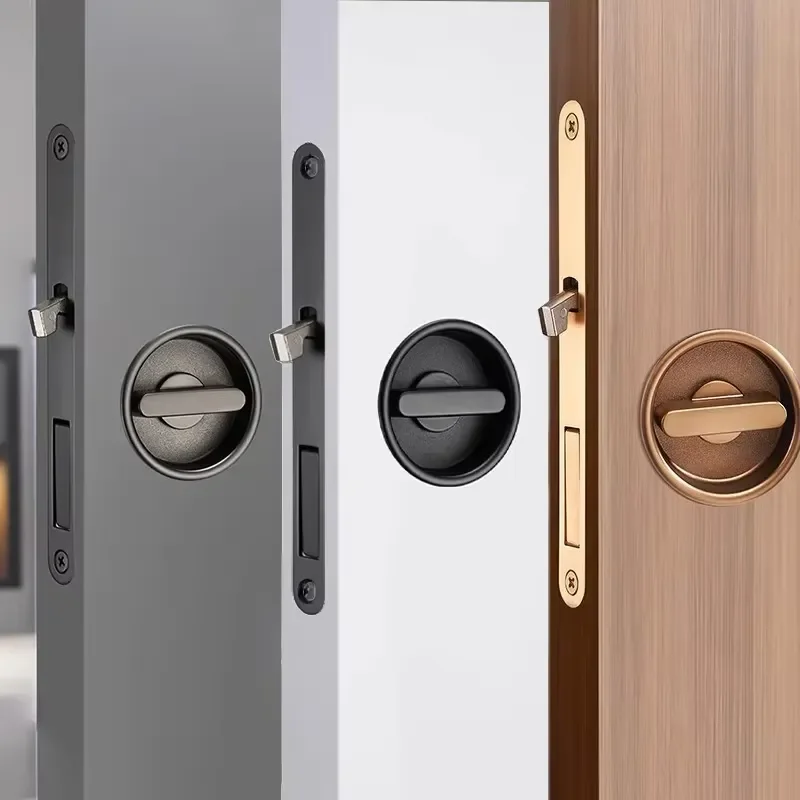 Modern Pocket Sliding Barn Door Lock for Bedroom Kitchen Study Room Hardware Accessories Durable Metal Window Handle Set