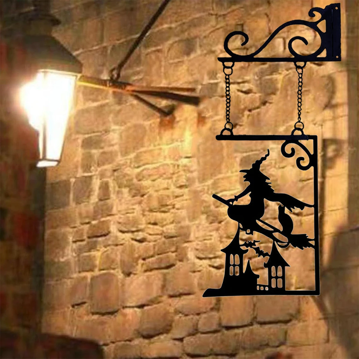 Halloween Silhouette Metal Sign Witch Metal Silhouette Witch Silhouette Yard Sign Outline Wall Decoration Metal for Halloween De