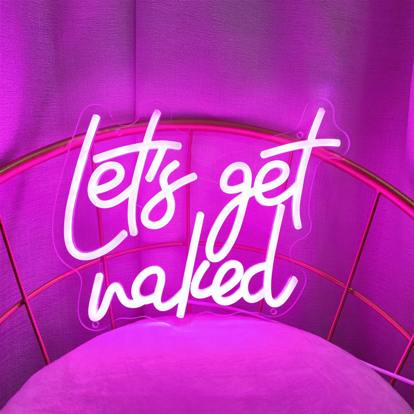 Let's get nacked ป้ายนีออน LED Signboard สําหรับปาร์ตี้บาร์ส่องสว่างป้ายธุรกิจความงามผนังไฟตกแต่ง