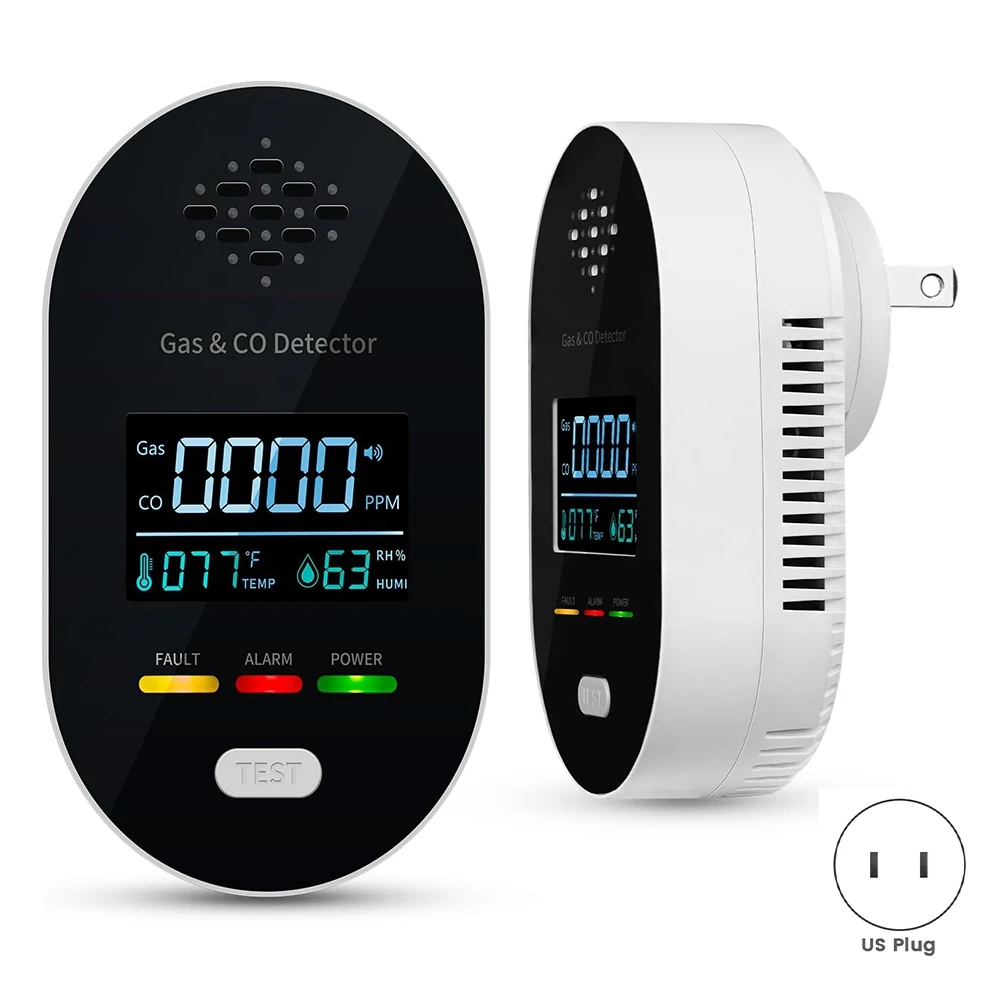 A55T Gas Leak And Carbon Monoxide Detector,Plug-In Natural Gas Alarm With LED Indicator,CO2 Detector US Plug