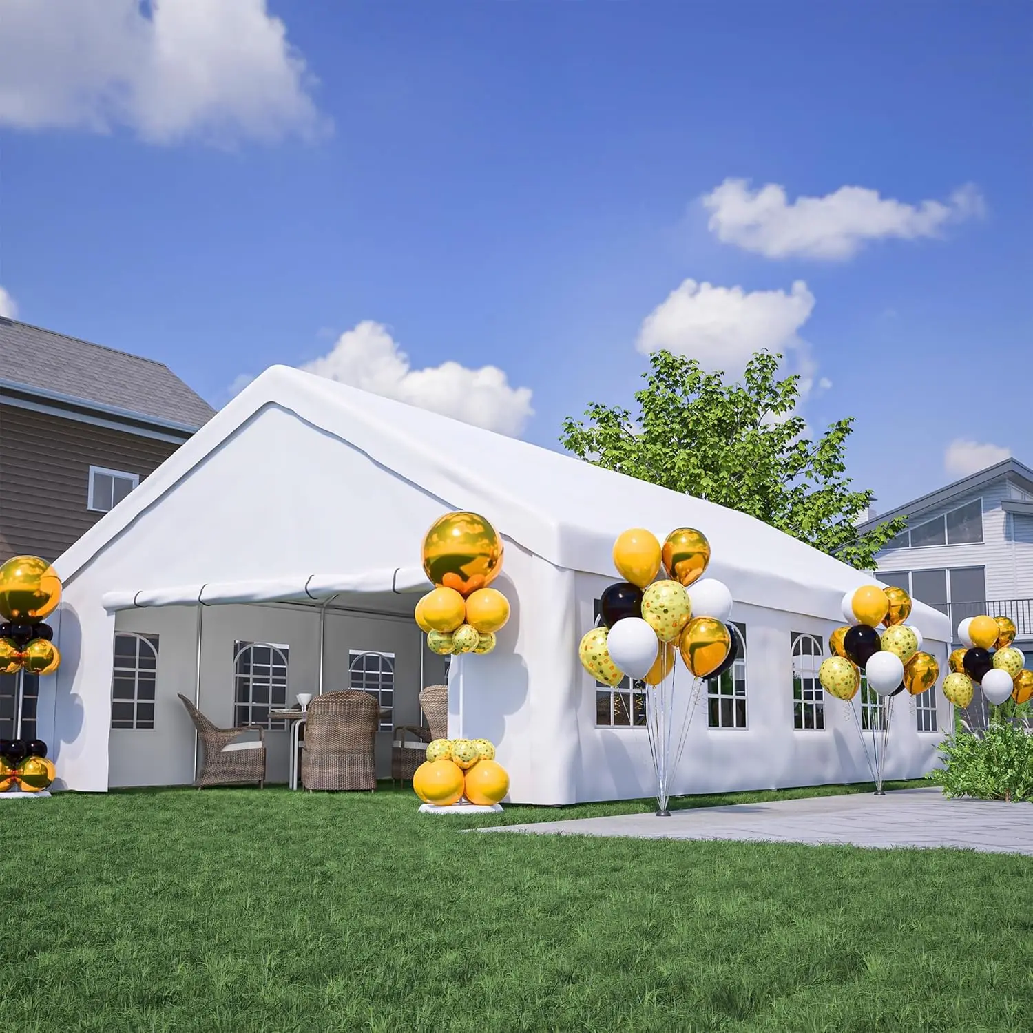 

20x32 FT Heavy Duty Party Tent, Commercial Grade Outdoor Canopy with Removable Sidewalls & 3 Storage Bags, Customized