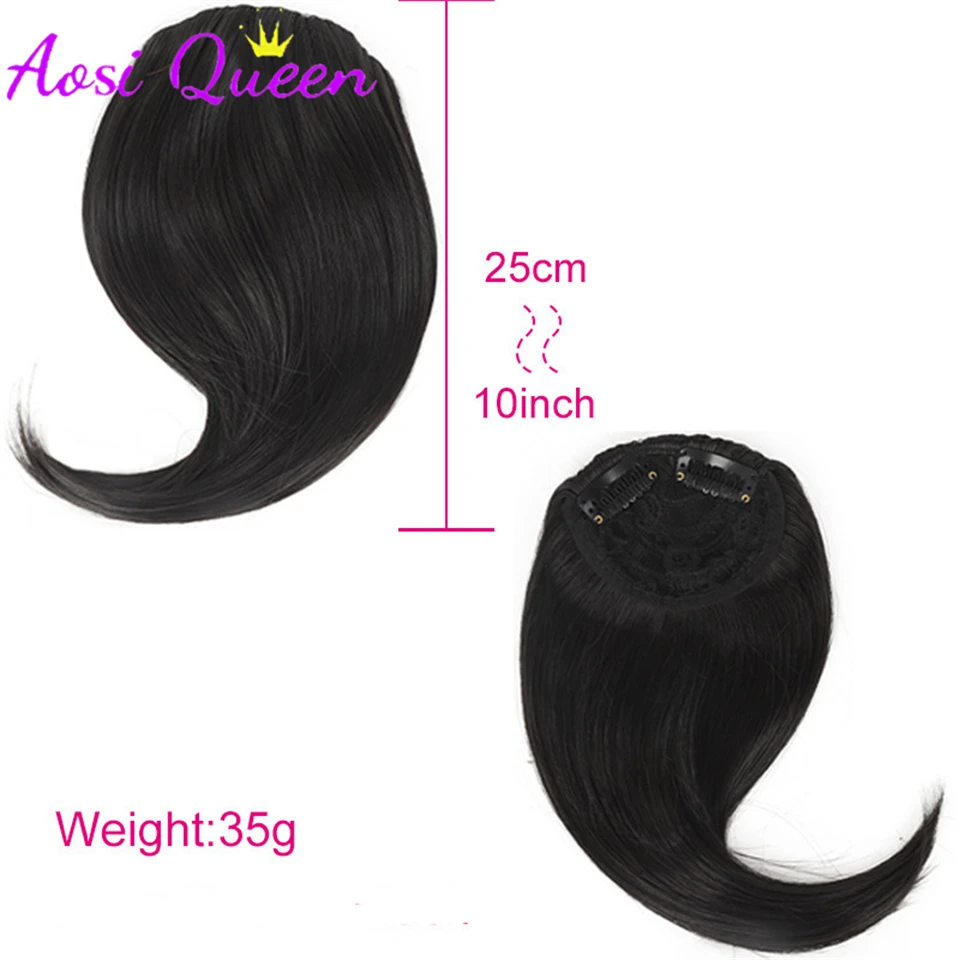 AOSI Synthetic Side Bangs Hair Extensions Clip In Side Bangs Fake Fringe Hairpiece High Temperature Black Blonde False Hair