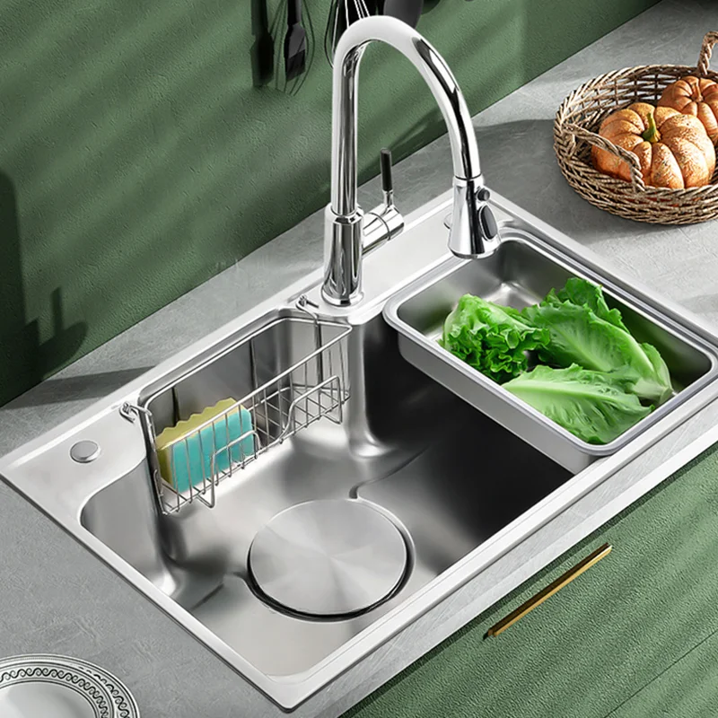 

Nano 304 Stainless Steel Sink For Kitchen Large Embedded Single Slot Household High Capacity Multifunction Gourmet Kitchen Sinks