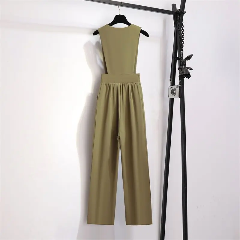 Jumpsuits Women Wide Leg High Waist Office Ladies Sleeveless Ins Fashion Solid All-match Classic Female Clothes OOTD New Arrival