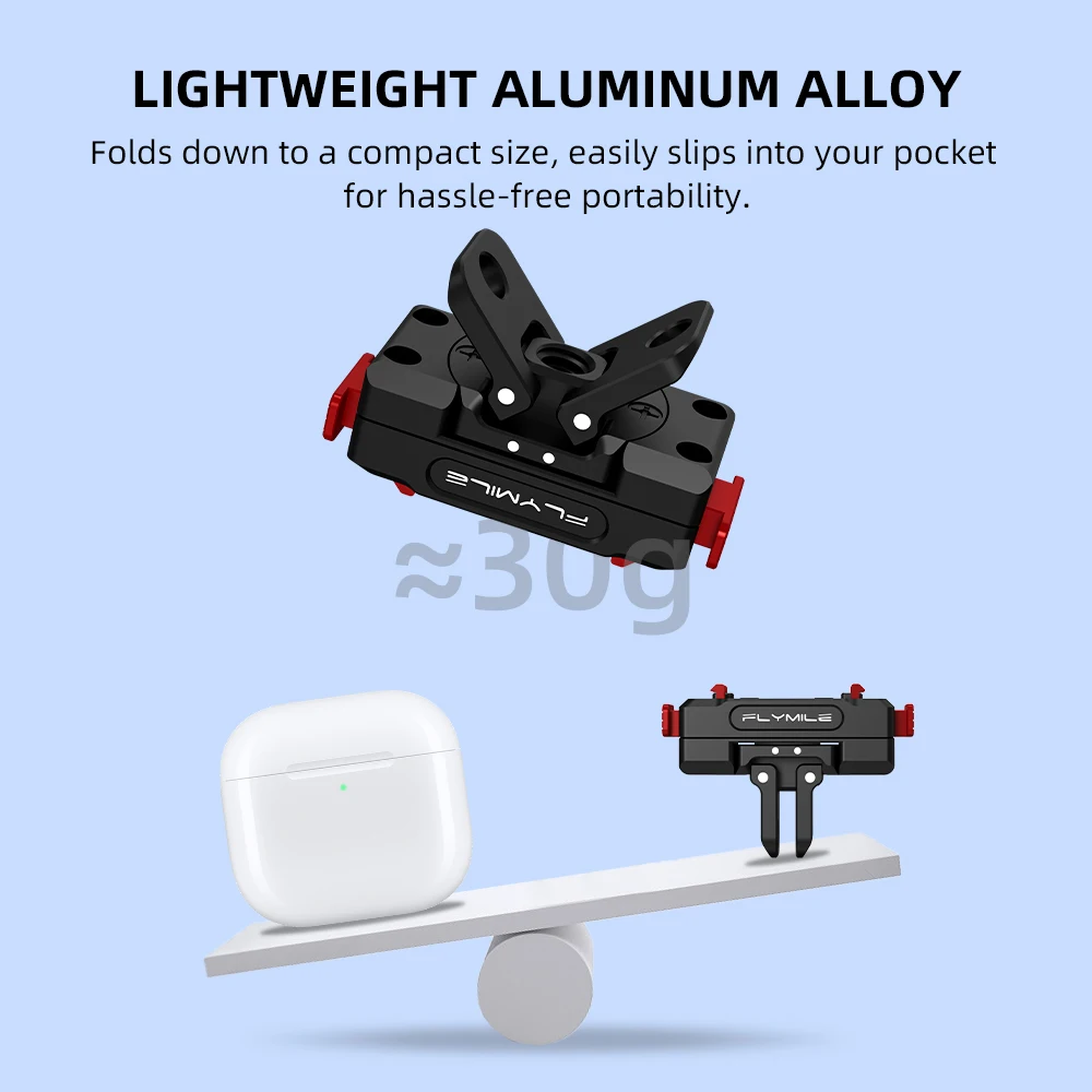 Flymile Magnetische Schnellwechselhalterung für Insta360 X6 X5 Ace Pro 2 Drehbare Verlängerungshalterung mit 1/4″ Schraube/2-Klauen-Adapterbasis – Detail 3