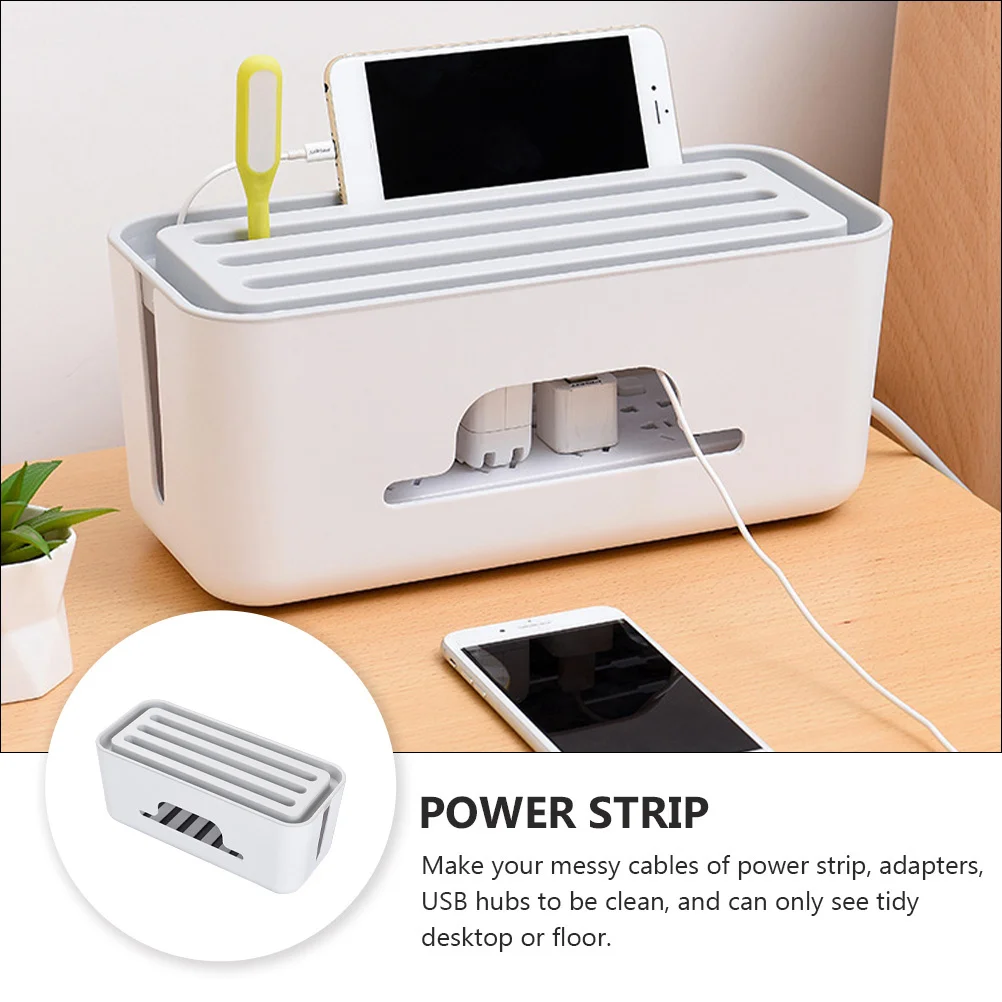 

1Pcs Power Box Storage Organizer for Desk Cord Management with Large Heat Dissipation Openings Detachable Cover