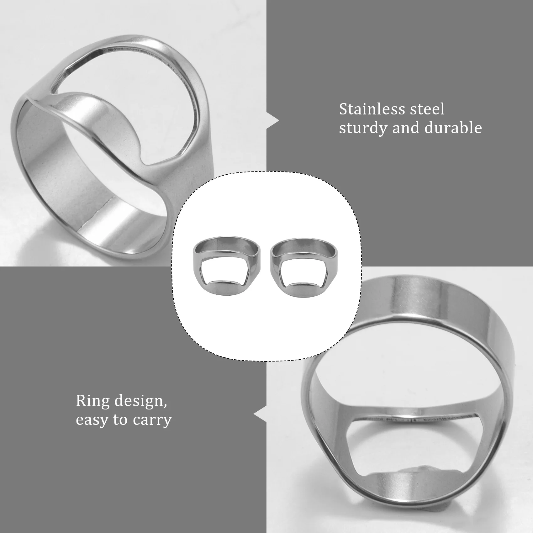 -A14E 2X открывалка для бутылок с кольцом на палец из нержавеющей стали, открывалка для пивных бутылок