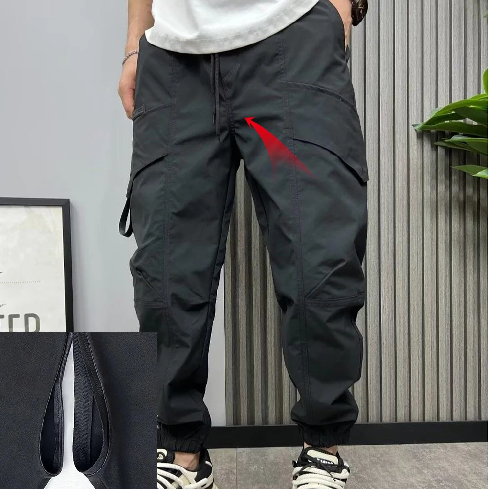 Ruffian Handsome Men Hiking Pants Big Pocket Invisible Open Crotch Outdoor Sex Overalls Men's Loose Casual Trousers High Street