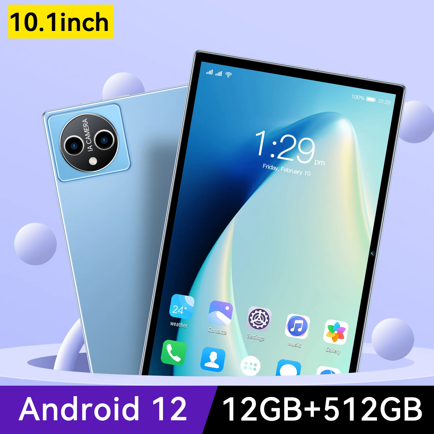 Tablet X15 10.1-inch 12GB RAM 512GB ROM 24MP + 48MP Android12 MTK6797 Bluetooth5.0 5G GPS Dual SIM Portable Pretty Fast Charging