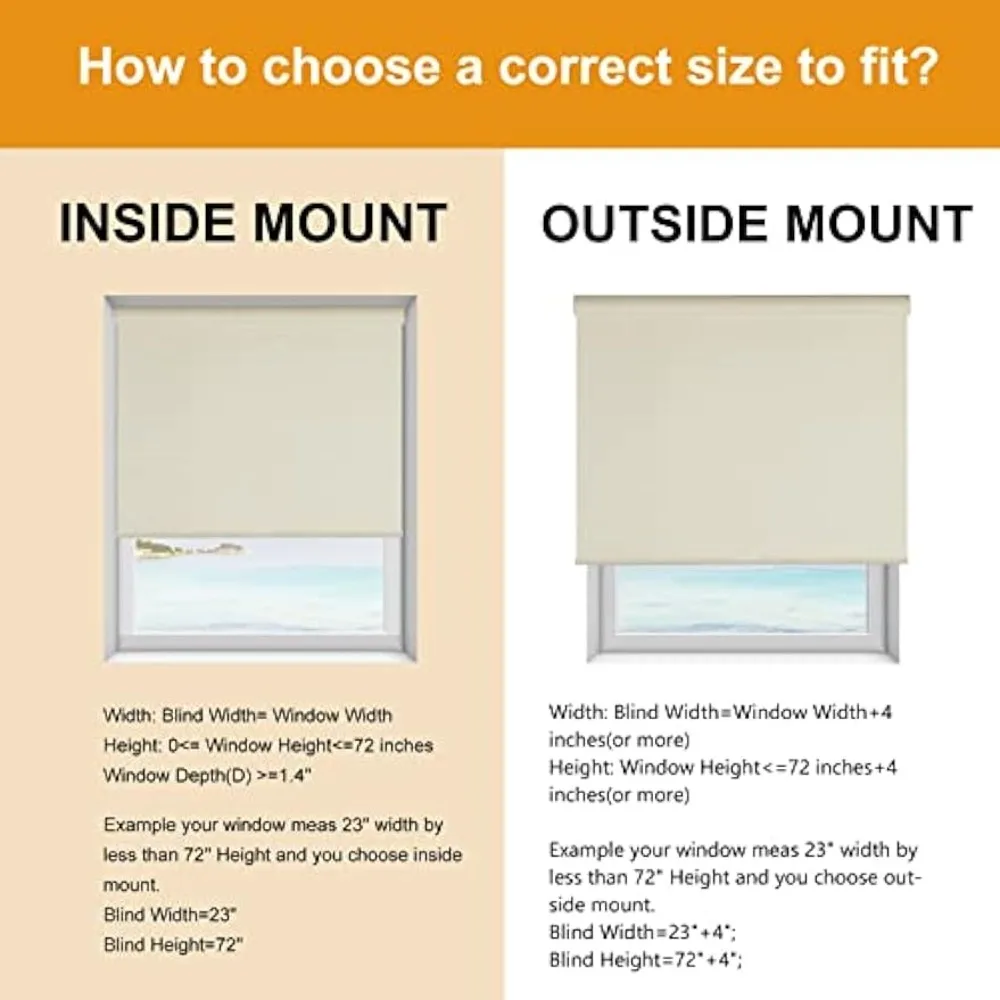100% Blackout Roller Shades for Window Blinds (22