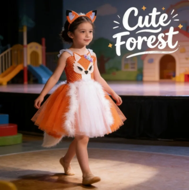 

Girls aniaml Theme Tutu Skirt Kids Cartoon Animal Tulle Puffy Skirt Lovely Princess Dress for Birthday Party and Stage Show