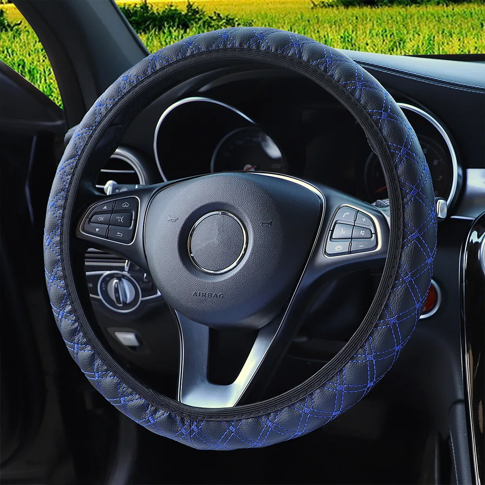 3Pcs/set Braid Fur Wheel Cover PU leather Car Steering Wheel Cover Hubs Steering Cover Hand Brake Gear Protective Cap