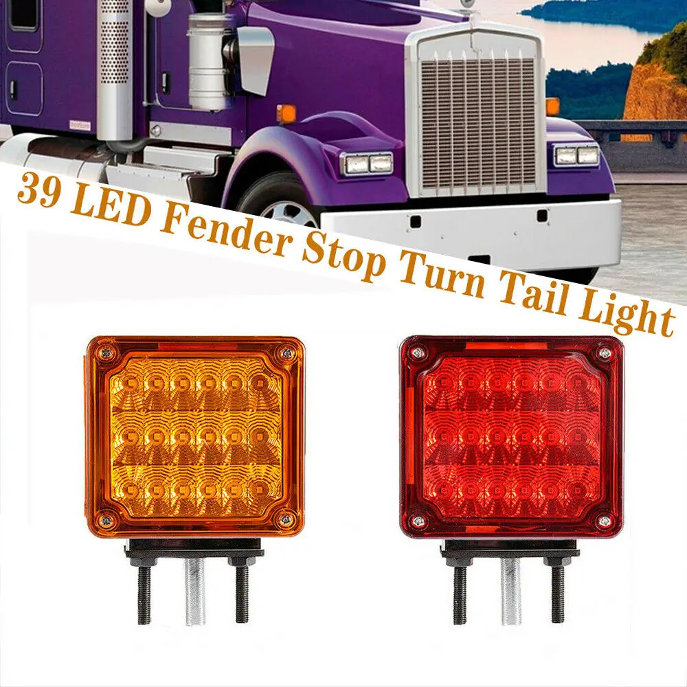 

2Pcs Square 36+3 LED Dual Face Stud Mount Pedestal Cab Fender Turn Signal Light