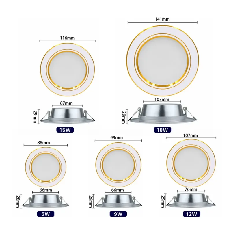 Imagem -03 - Lâmpada de Teto Redonda Embutida Led Downlight Branco Quente e Frio 5w 9w 12w 15w 18w ac 220v240v Iluminação Interior 10 Peças Lote