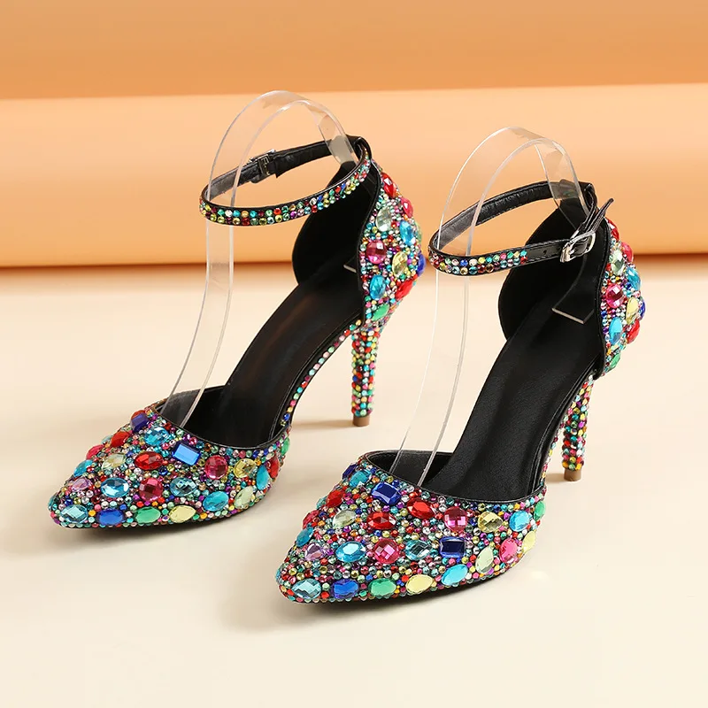 

shoes women's low-top pointed fashion bag princess student color matching medium heel single shoes wedding banquet shoes