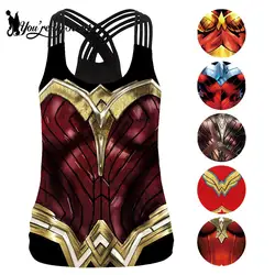 [You're My Secret] Cosplay Superhero Printed Tank Top Sexy Sling Cross Vest Casual T-Shirt Female Warrior Cosplay Party Clothing