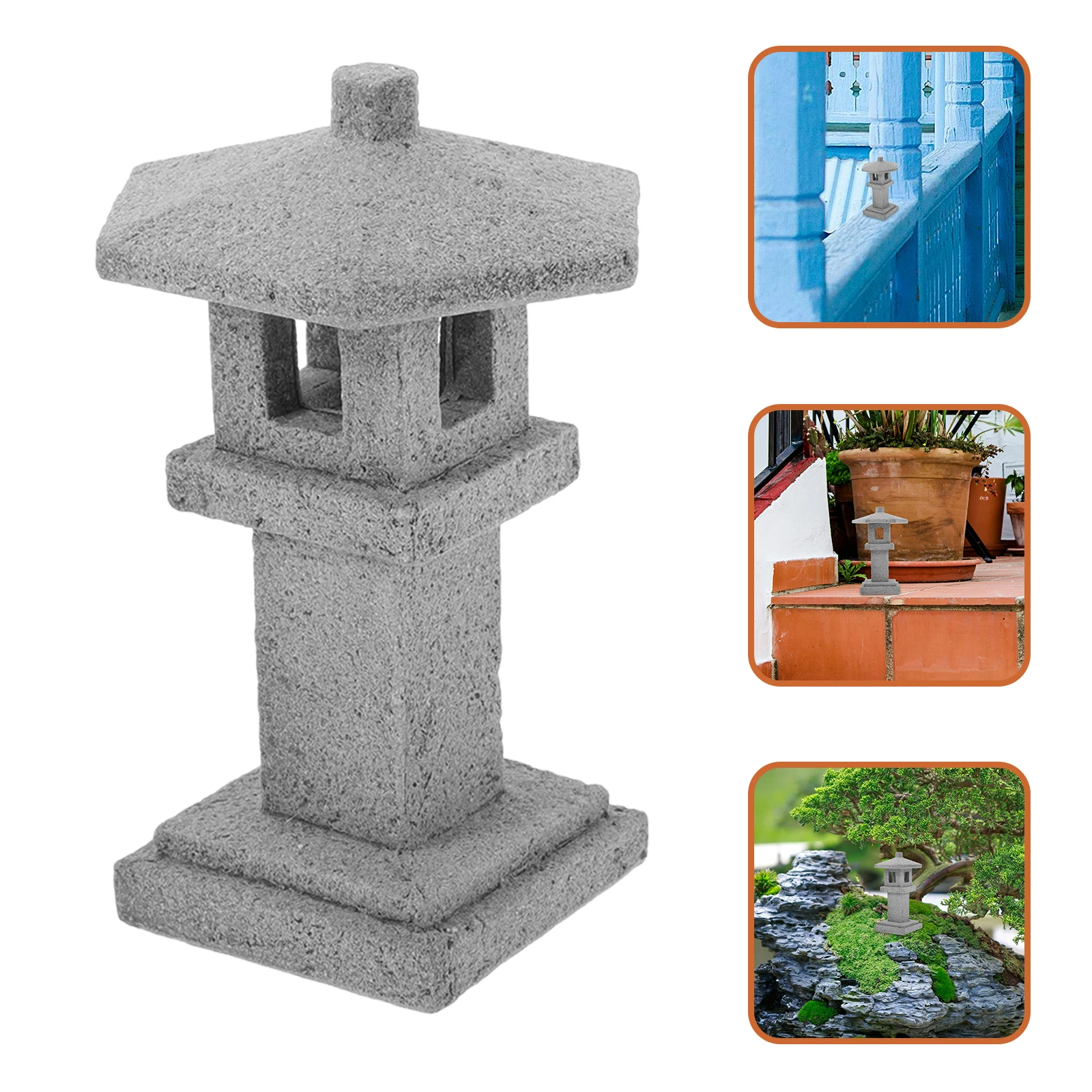 1pcs Bluestone Miniature Statue Lantern For Bonsai Micro Landscape Garden Decor Mini Stone Ornament Pavilion Decoration Micro