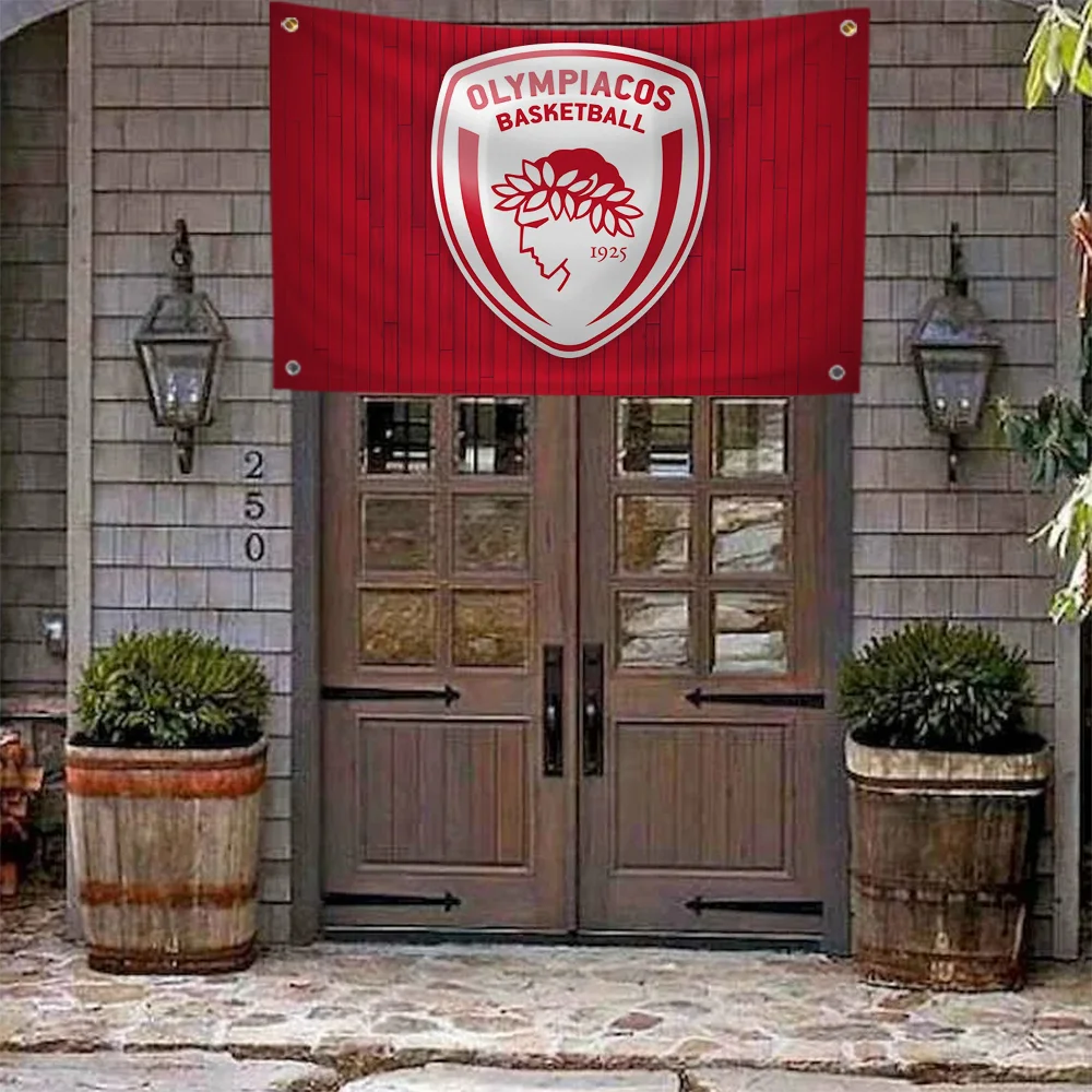 Double Penetration Flag Olympiacos FC Flags for Bedrooms Outdoor Decor Home Decoration Flag to Hang Tapestry Custom Garden Fall