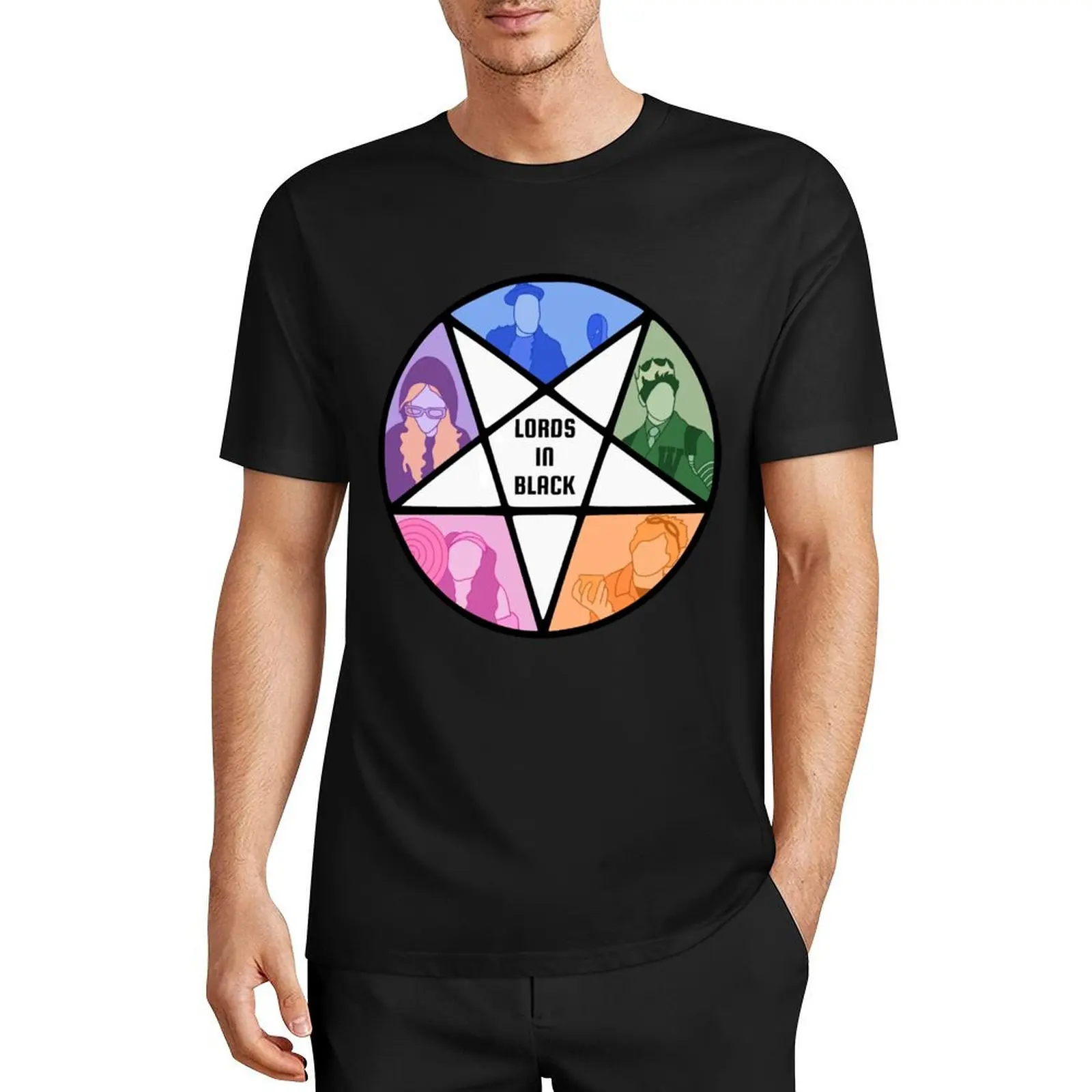 Lords In Black Pentagram Starkid Drawing T-Shirt summer top sublime oversized graphic tee Men's t-shirt