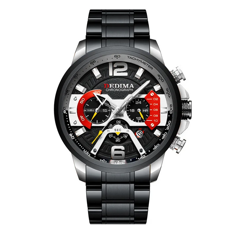 New men's single calendar waterproof steel belt watch non-mechanical watch