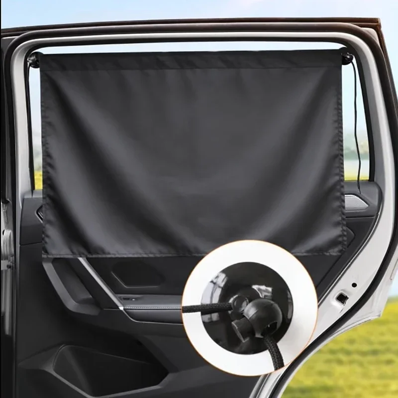 Car sunshade suction cup type car curtain sun protection and insulation side window glass shading privacy pull curtain