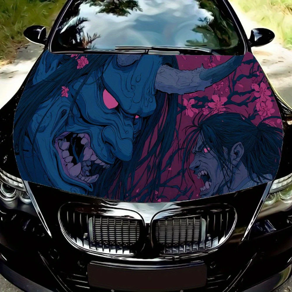 

Traces of Monster in Flower Shadows Print PVC Car Vinyl Wraps, Self-Adhesive Waterproof Car Hood Decal Sticker, Car Decoration P