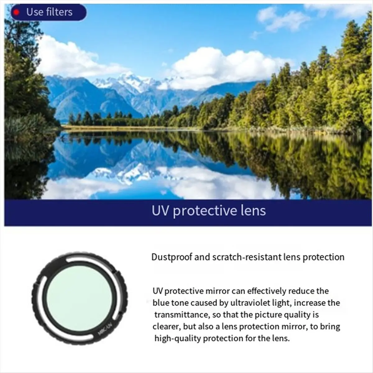 UV Lens Filter Filter Set for Avata 2 Drone Waterproof Anti Whiteout UV-Blocking Drone Accessories-3 PCS-PZZW