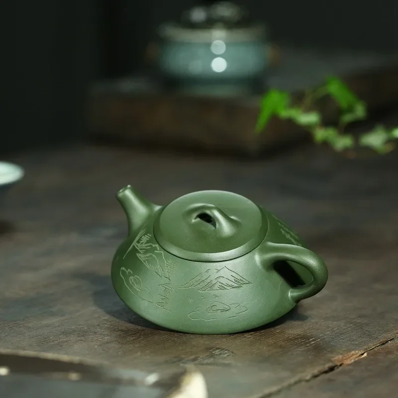 Yixing Tea Pot Purple Clay Filter Stone Scoop Teapot Beauty Kettle Raw Ore Handmade Boutique Tea Set Customized Authentic 120ml