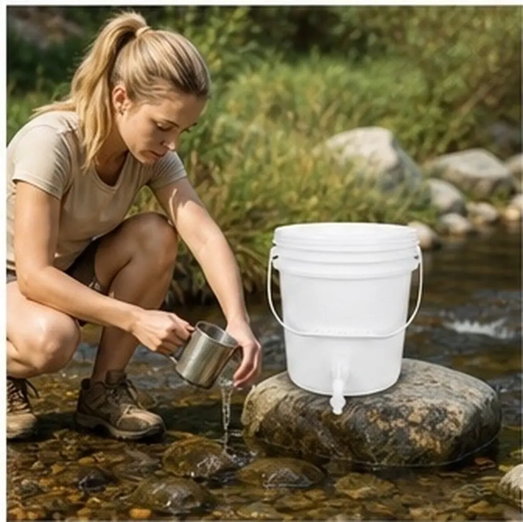 10L Thickened Water Tank with Faucet Portable Outdoor Camping Bucket Camping Drinking Water Bucket Liquid Storage Container