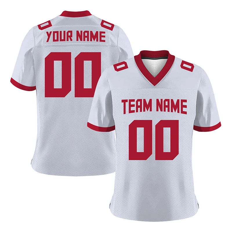 2022 2023 Custom Team Rugby Jersey American Voetbalshirt Mannen/Vrouwen Wit Rood Voetbal T-shirt Play Game Sportwear Tshirt