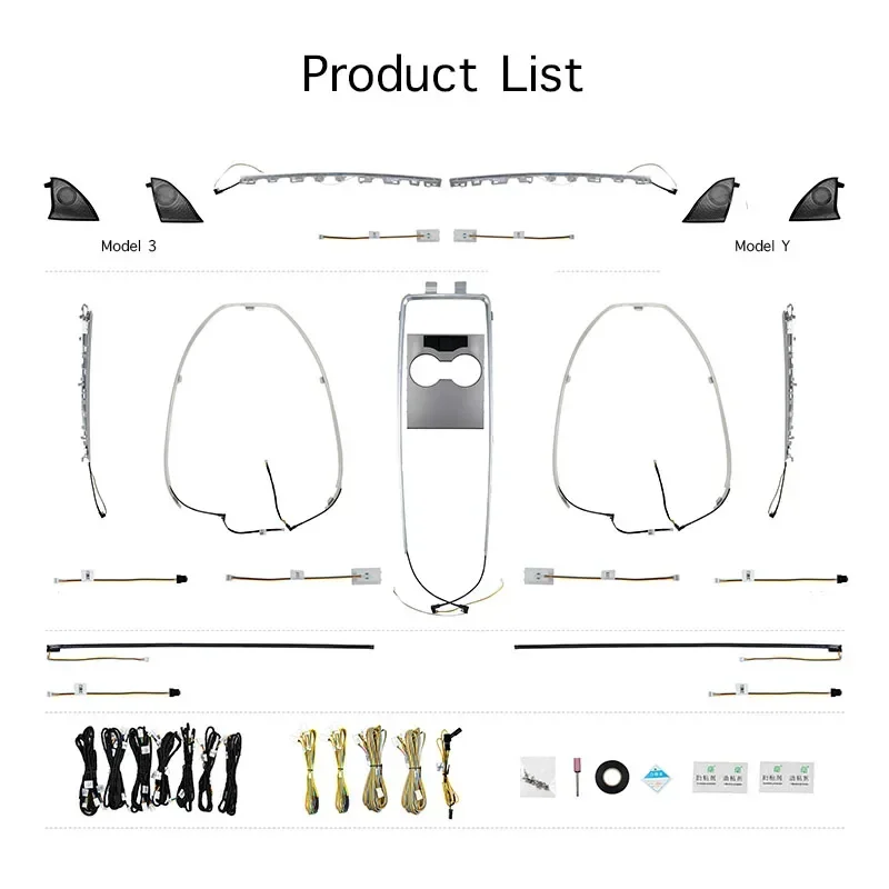 

Manufacture Price 6W 128 Colors Atmosphere Light Automotive Interior Ambient Lights Led Light Kit for Tesla Model 3 or Y Parts