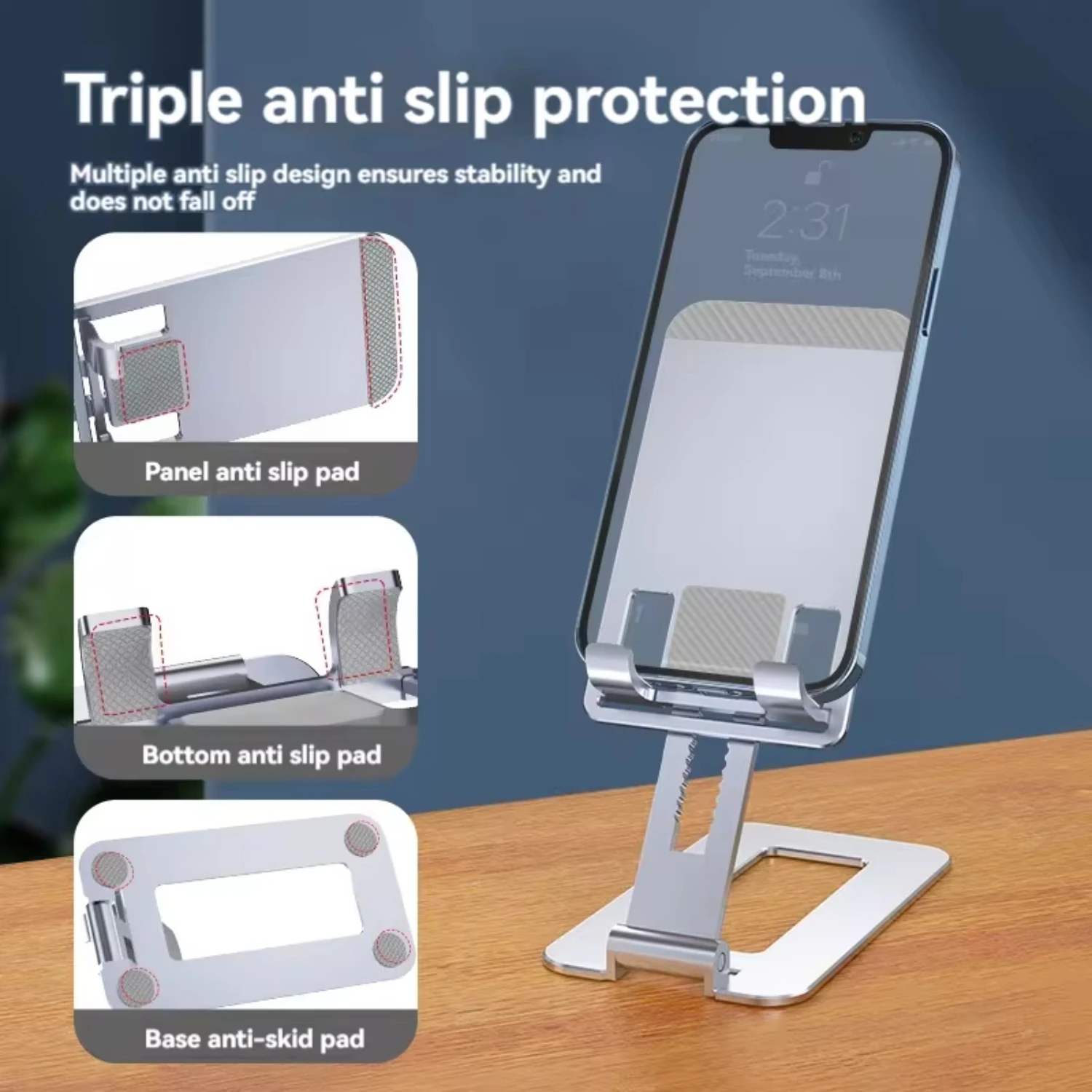 ultra-thin aluminum alloy desktop mobile phone stand metal aluminum alloy lazy portable lifting folding bedside stand