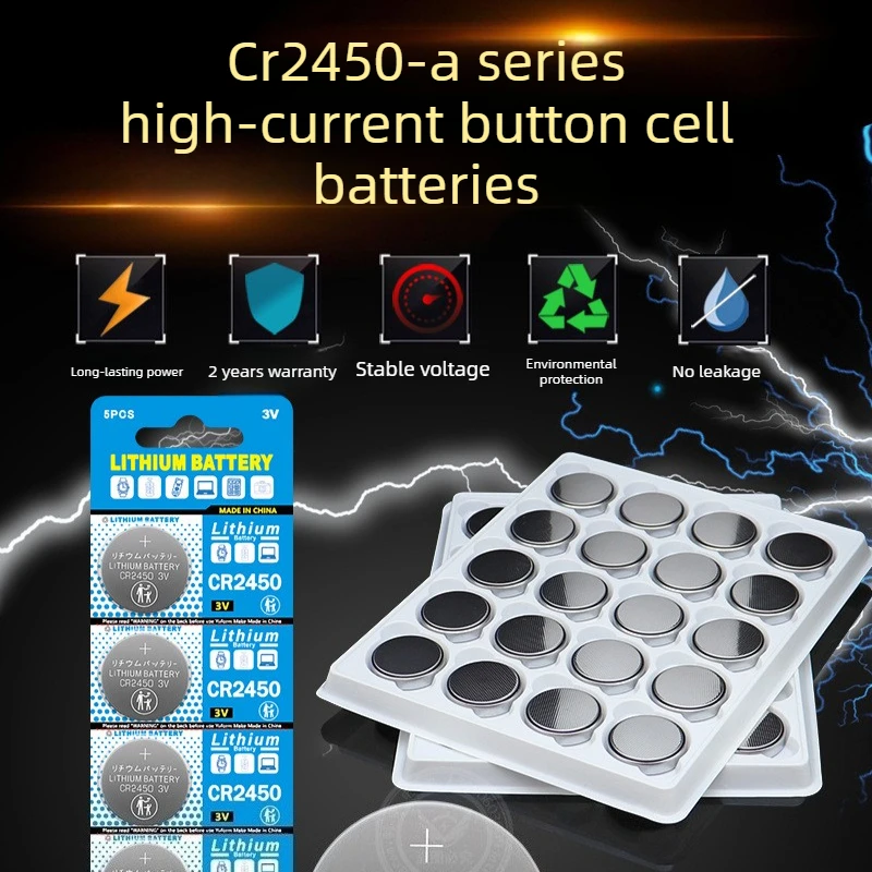 5-100pcs CR2450 3V 600mAh Lithium Coin Cell Battery for BMW Key Fob Remote Control Calculator Watch Thermometer
