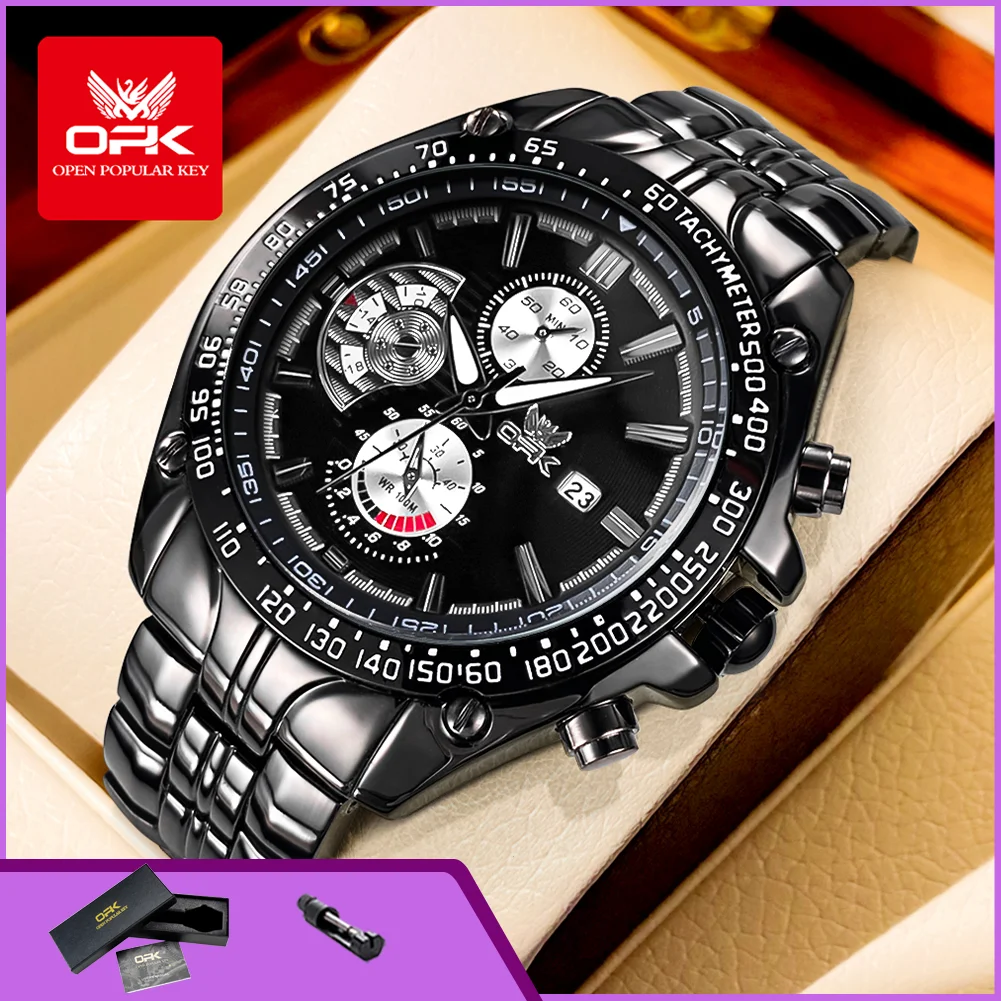 

OPK 6020 Men's Quartz Wristwatch Luminous Luxury Stainless Steel Waterproof Sports Original Men Watch Male Clock
