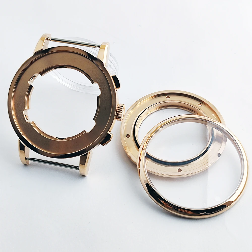 42mm Watch Case Suitable For ST1655 Chronograph Perpetual Calendar Movement Stainless Steel Case Watch Accessories