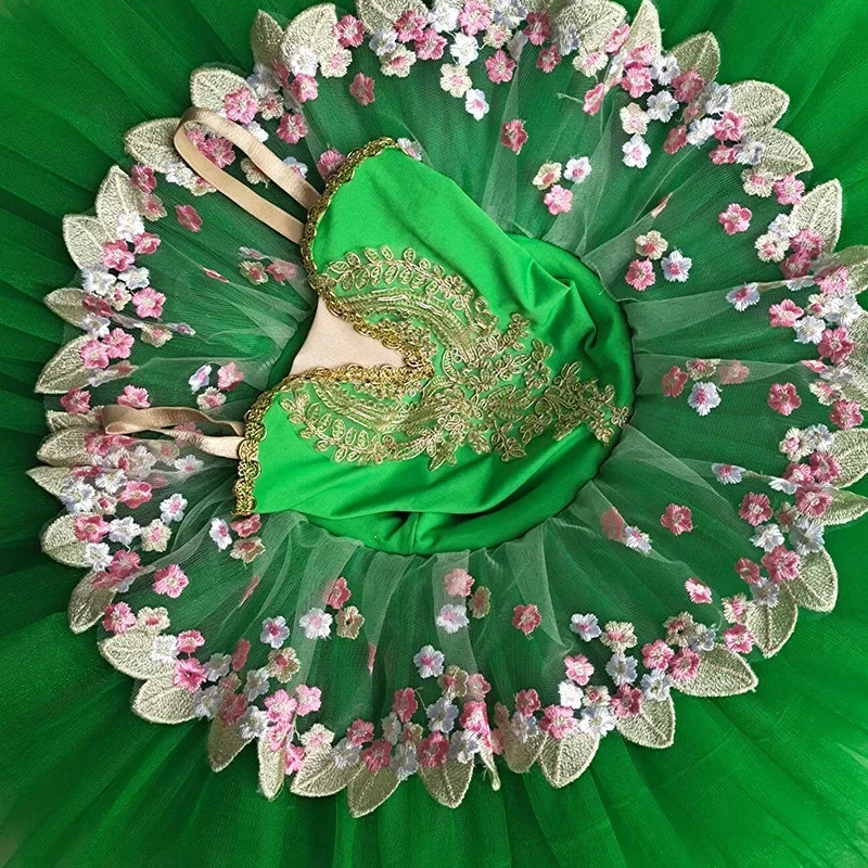 New Ballet Dance Costume Green Tutu Skirts Fluffy Performance Modern Dance Princess Skirts Kindergarten Chorus