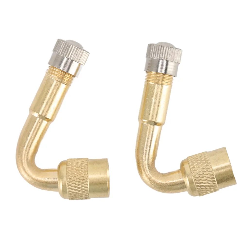 9PCS Brass Tire Valve Stem Extender Metal 45/90/135 Degree Tire Valve Extension Adapter Angled Adapter Flexible Rubber Hose