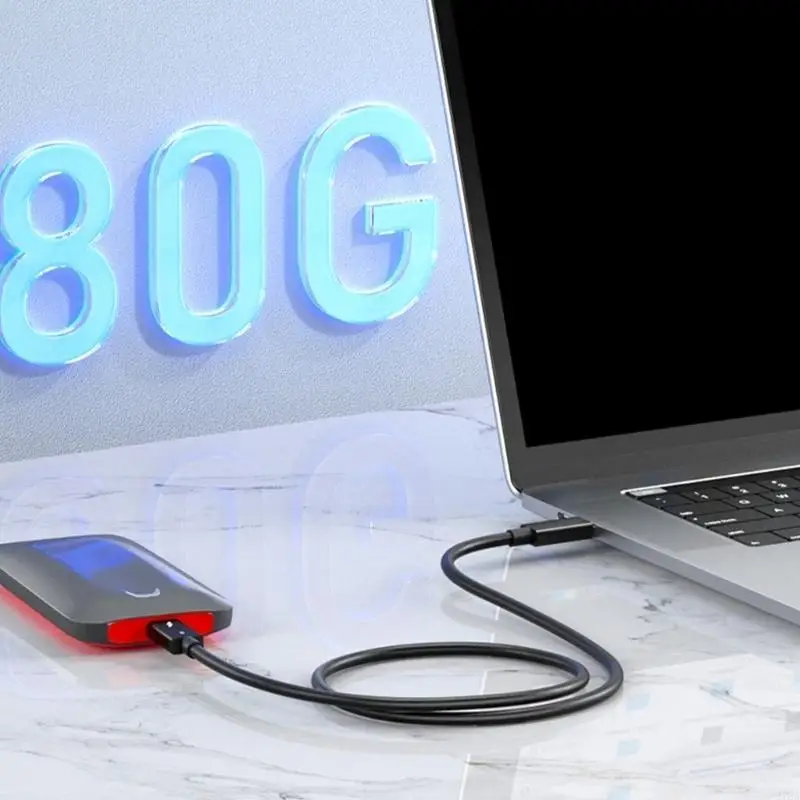J78A Thunderbolt5 Data Cable 120Gbps Offers 8K 60Hz Double Screen Expansion and 5A Fast Charging for Applications