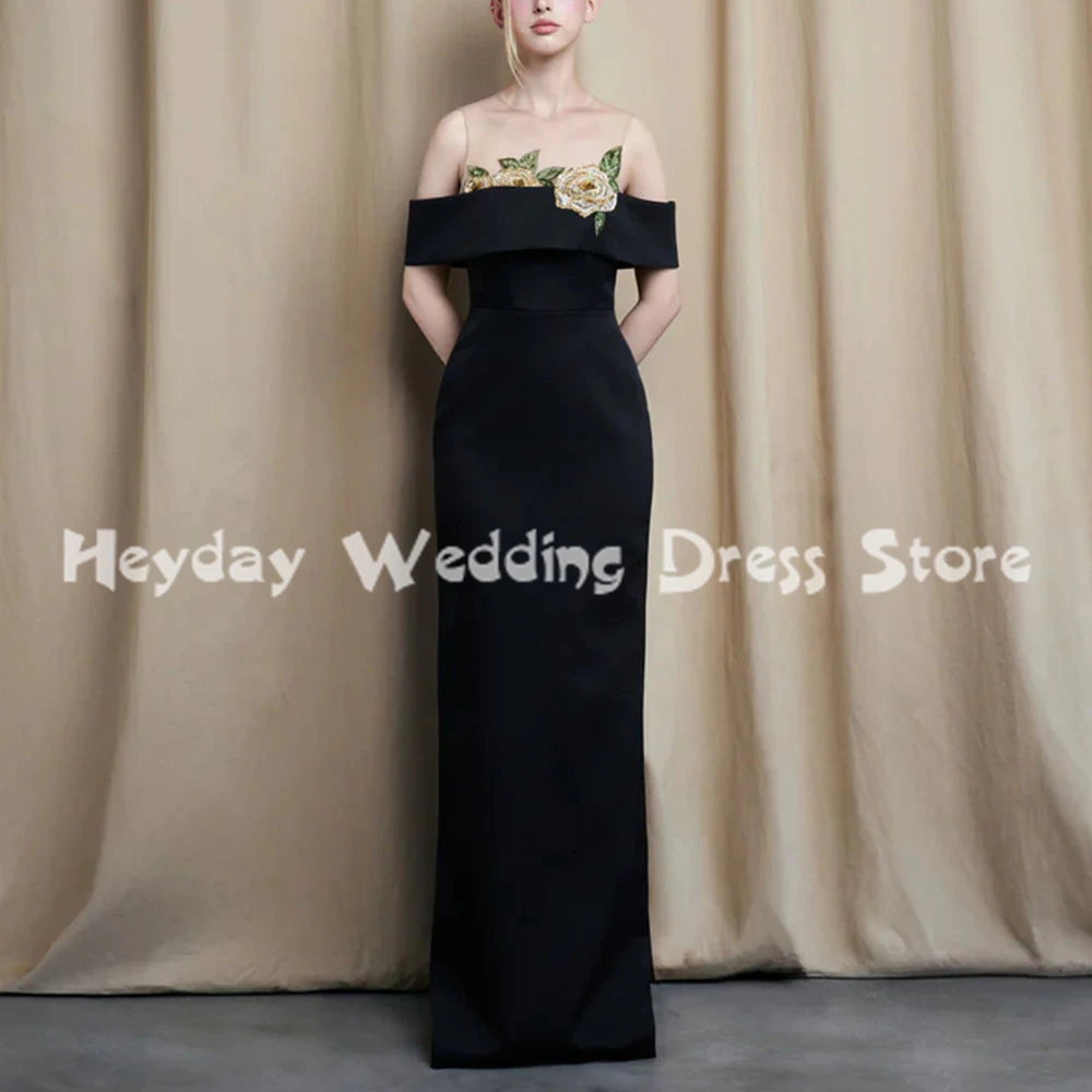 

Heyday Women's Straight O-neck Flowers Applique Evening Dresses With Bateau Sleeveless Floor-Length Formal Elegant Dresses 2025