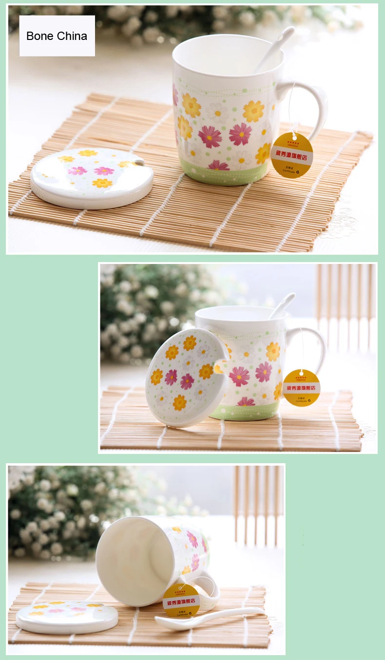 370ML, Bone China Espresso Cup Set, Tazas Sublimacion, Zakka Ceramic Mug, Colorful Porcelain Tumblers, with Lid