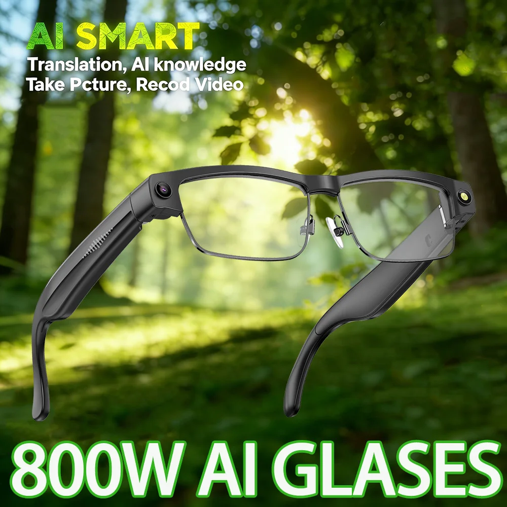 

2026 New 800W Camera Al Smart Glasses 1200P anti-shake HD Video Recording Translation Voice Assistant Music BT Call SmartGlasses