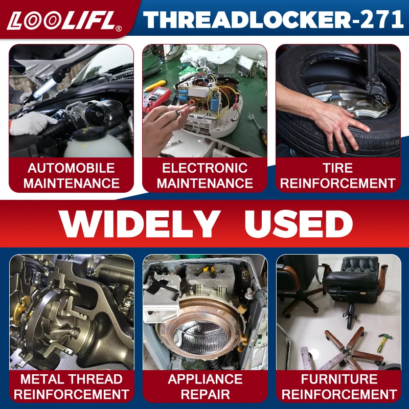 LOOLIFL 2025 Perekat Benang Merah Baru - Kekuatan Tinggi. 50ml/10ml untuk Pengunci Baut/Mur & Pengikat Logam Otomatis