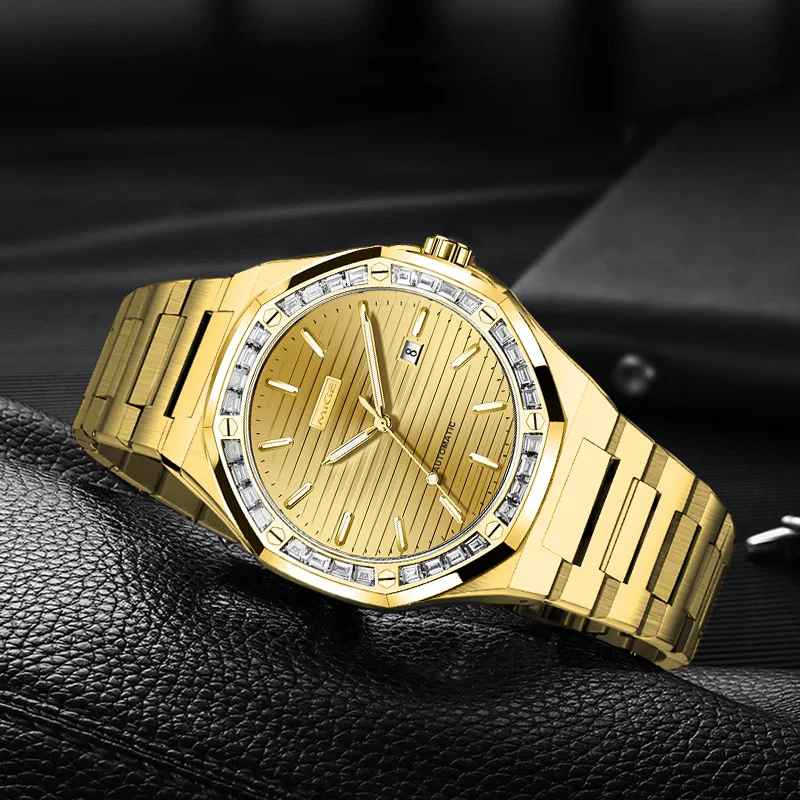 MIGE Luxury Brand Watches for Men Automatic Self Winding Mens Watch Stainless Steel Waterproof Men Mechanical Wristwatches
