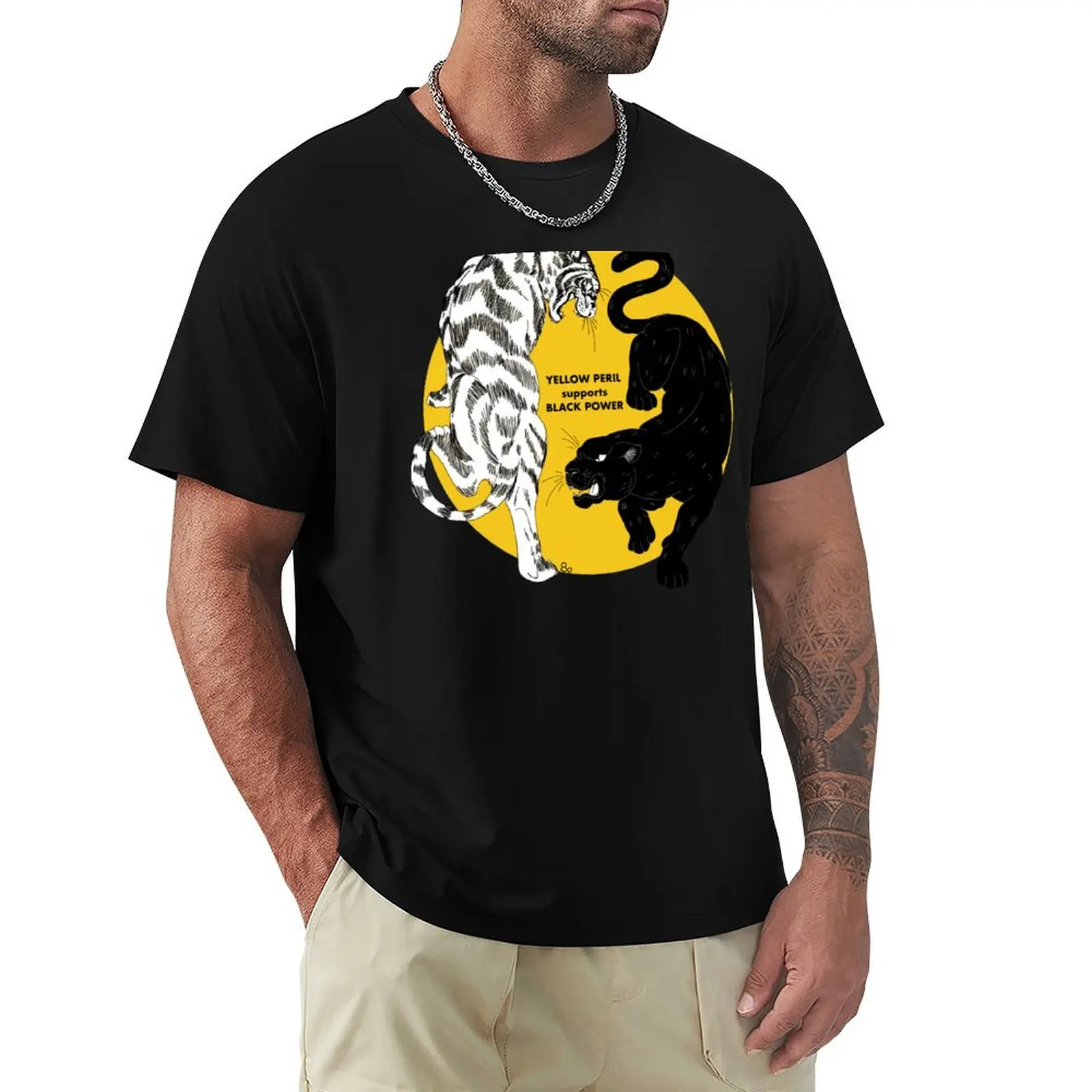 Yellow Peril supports Black Power T-Shirt street wear cotton graphic tees oversizeds summer top men clothings