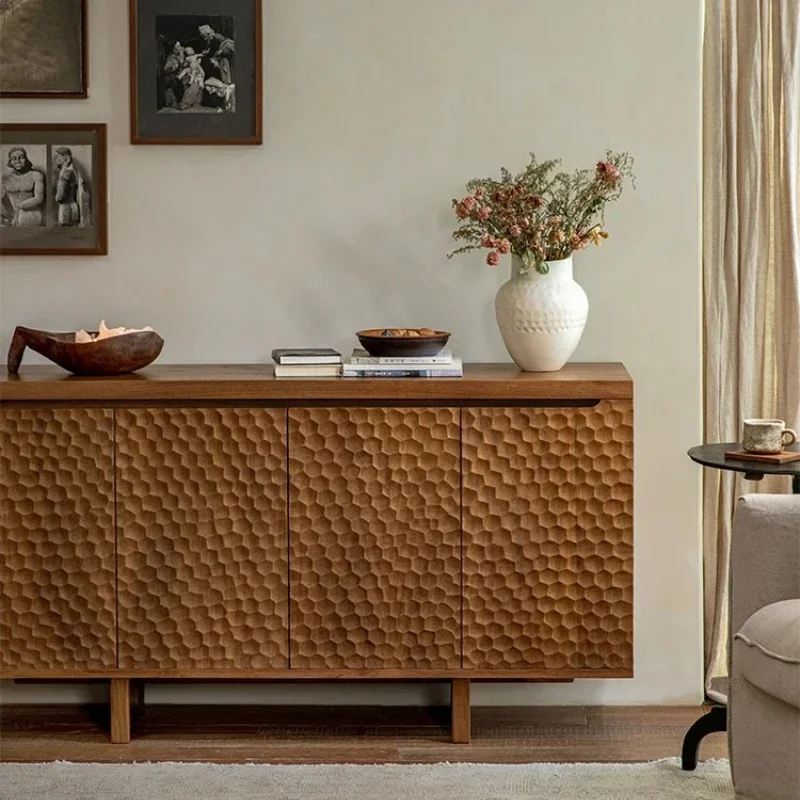 Q Teak side cabinet\ Medieval retro style all solid wood living room locker