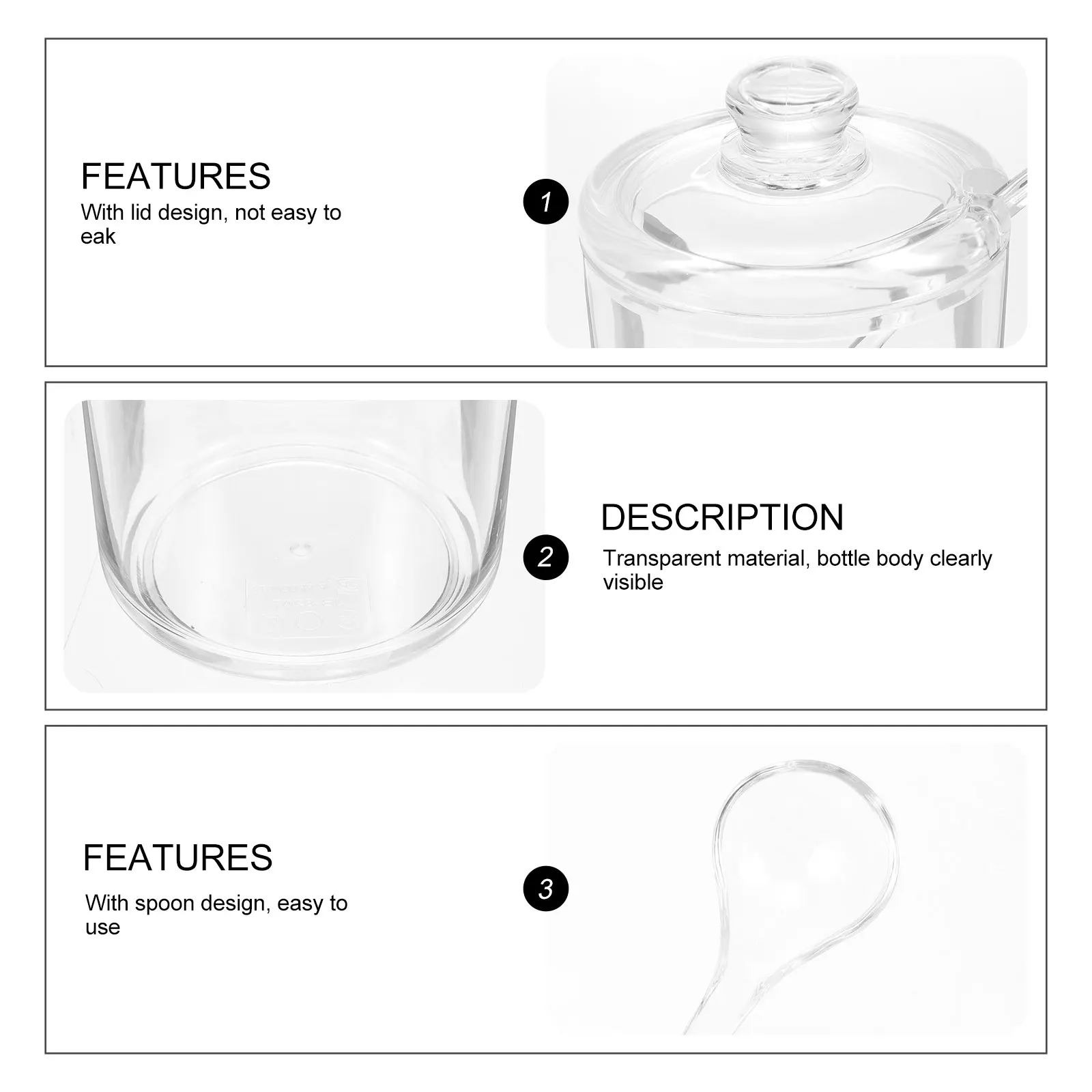 

1 Set Acrylic Salt Jar Granulated Sugar Bowl Spice Storage Container Condiment Pot Transparent Design Kitchen Dining